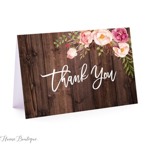 Rustikale Dankeskarten, Floral gefaltete Danksagungskarte, Dankesnotizen, Dankeskarte, Instant Download, W84, BS84