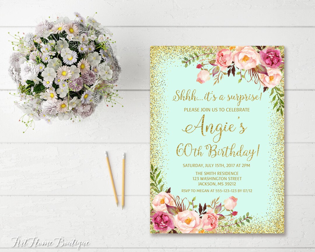 Surprise 60th Birthday Invitation Any Age Women Birthday - Etsy