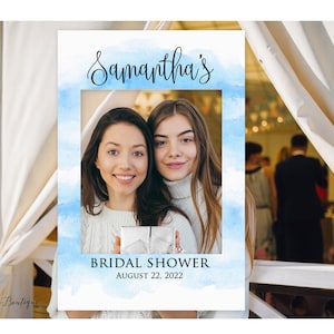Watercolor Bridal Shower Photo Prop Frame, Blue Bridal Shower Photo Booth Frame, Selfie Frame, Photo Prop Frame, Digital file, W937