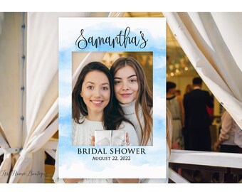 Watercolor Bridal Shower Photo Prop Frame, Blue Bridal Shower Photo Booth Frame, Selfie Frame, Photo Prop Frame, Digital file, W937