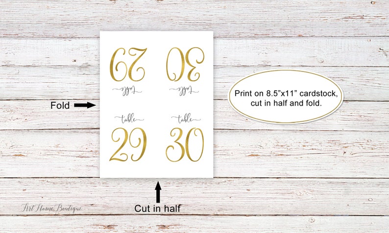 Tented Table Numbers, Folded Table Numbers, Tent Table Numbers, 1-30 ...
