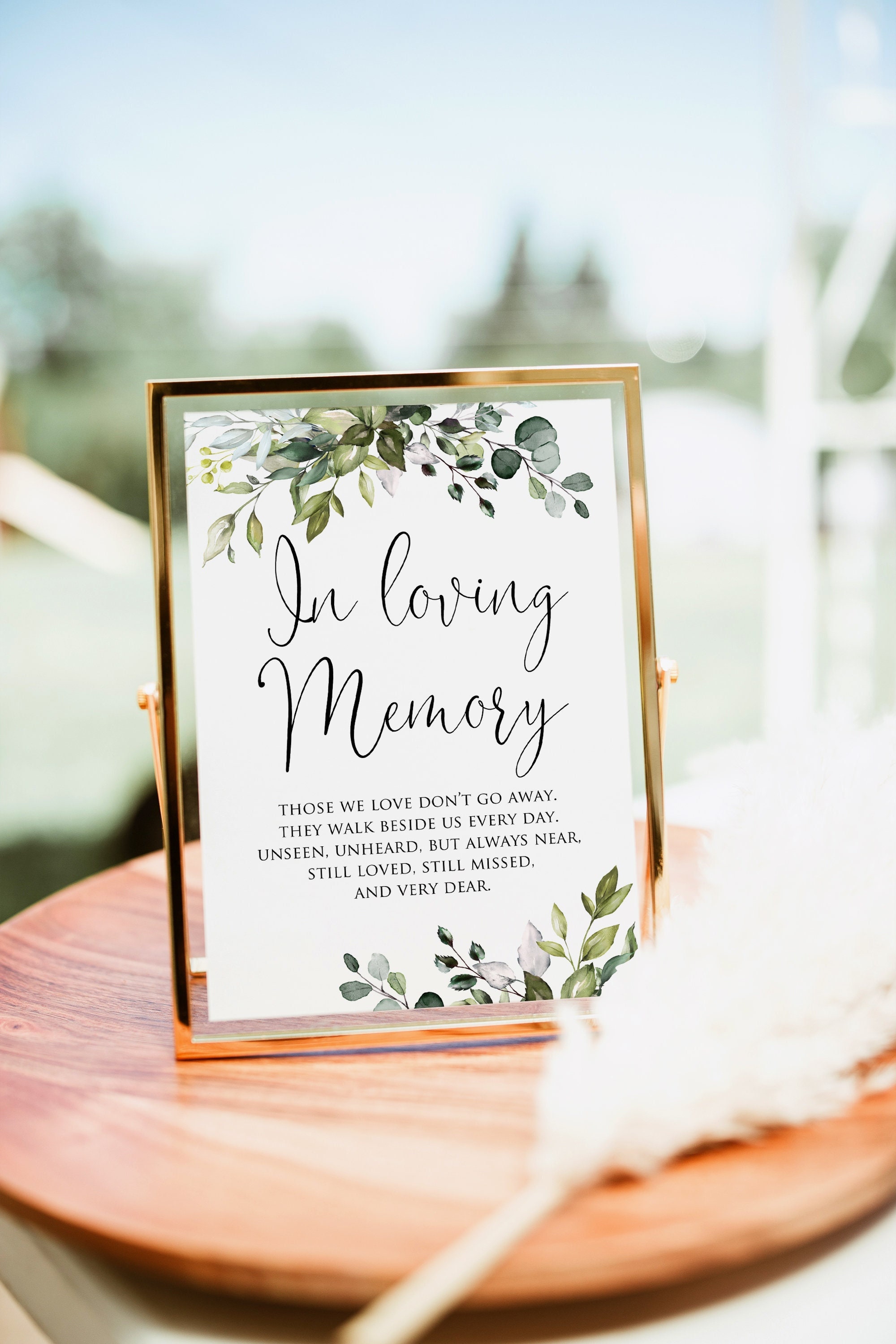 Mwmory Sign In Loving Memory Wedding Sign, Memorial Table Sign, Greenery Wedding in ...