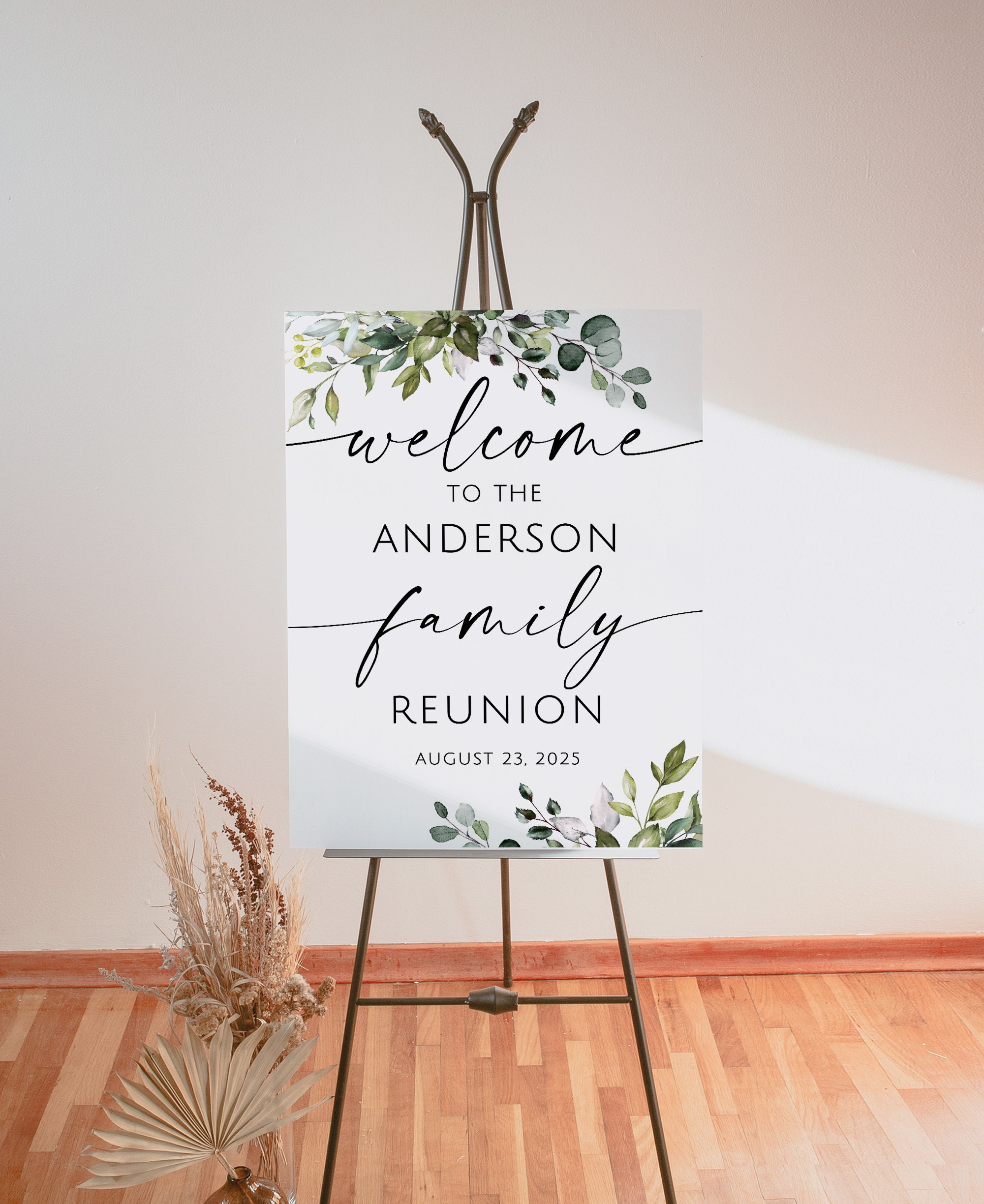 Modern Family Reunion Welcome Sign, Greenery Welcome Sign, Reunion ...