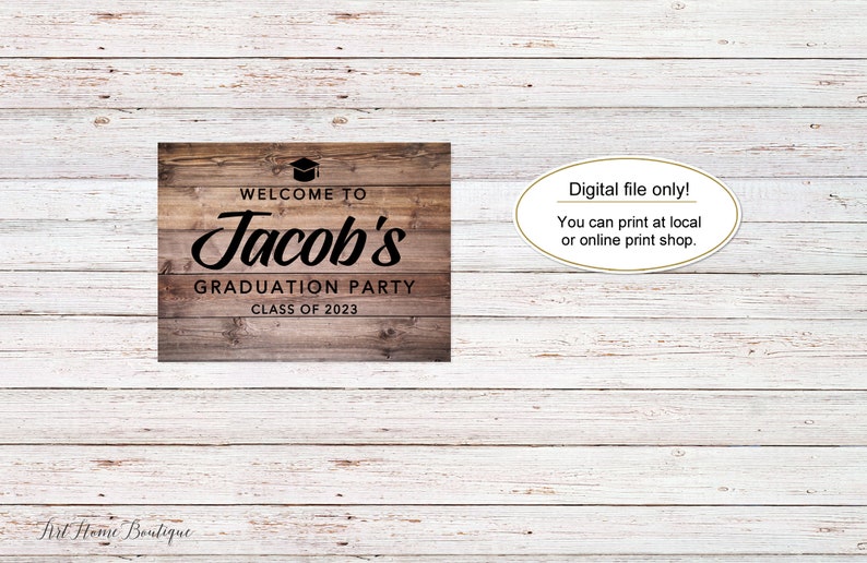 Rustic Graduation Party Welcome Sign, Boys Graduation Welcome Sign ...