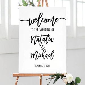 Signo de boda de bienvenida, signo de bienvenida grande, bienvenido a nuestro signo de boda, signos de boda de caligrafía imprimibles, signo de bienvenida imprimible, W74