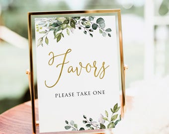 Greenery Favors Sign, Botanical Wedding Favors Sign, Garden Wedding Favor Sign, Please Take One Sign, W1128