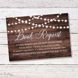 Apportez un livre au lieu d'une carte, Apportez un livre encart pour baby shower, Demande de livre pour baby shower, Gypsophile, Guirlande lumineuse, Pot Mason, BS333