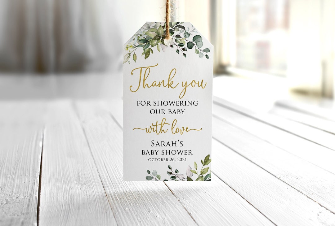 Thank You for Showering Our Baby With Love, Greenery Baby Shower Thank You  Tags, Botanical Favor Tags, Personalized, Digital File, W1128-4 - Etsy, image size:1080x730
