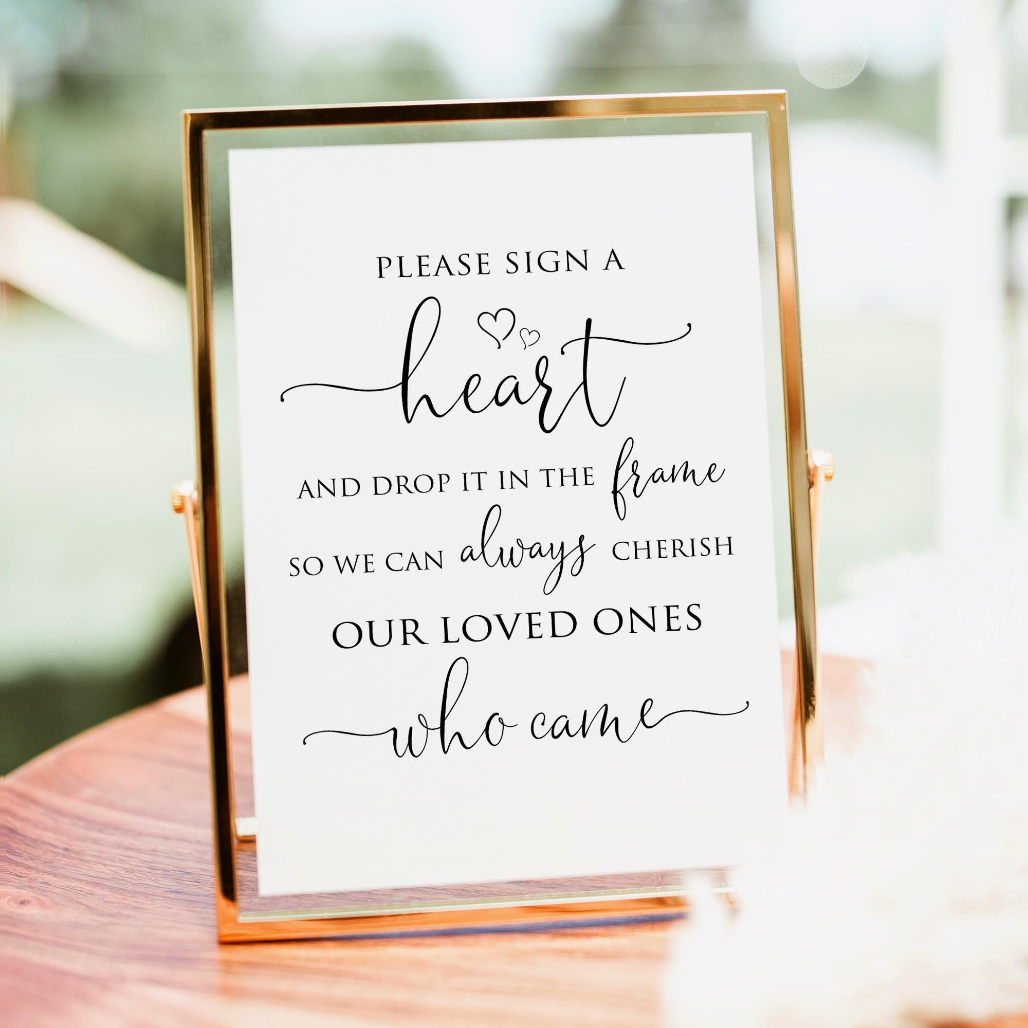Please Sign A Heart Sign, Heart Drop Guest Book Sign, Sign a Heart