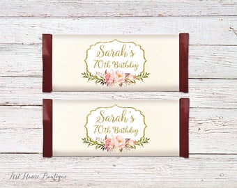 Birthday Candy Wrapper Favors, Any Age Candy Bar Wrappers, Floral Candy Wrappers, Birthday Candy Bar Wrapper Covers, W23