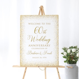 60th Anniversary Welcome Sign, 60th Wedding Anniversary, Gold Anniversary Sign, Digital file, W800-3