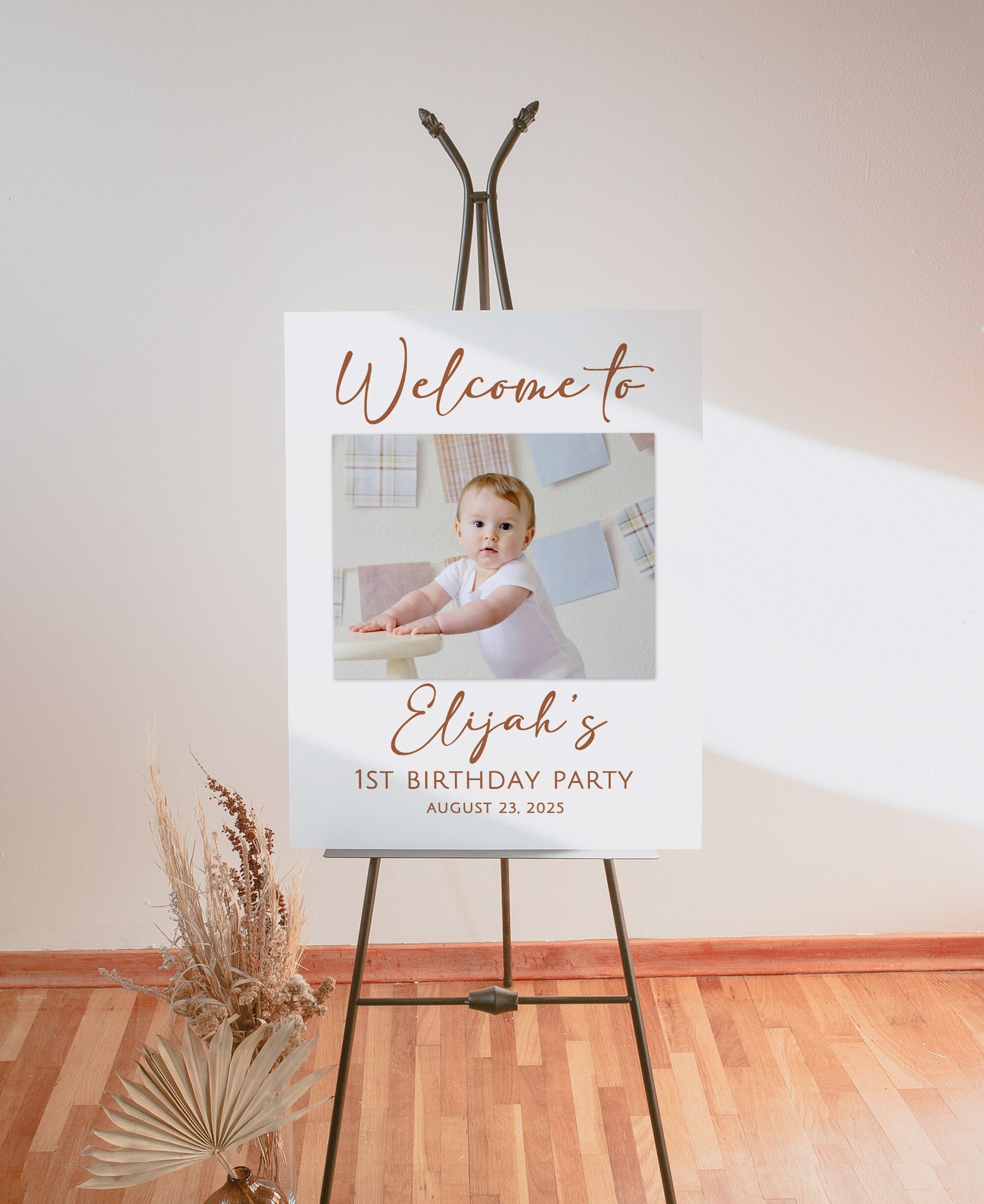 1st Birthday Welcome Sign, Burnt Orange Birthday Sign, Photo Welcome ...