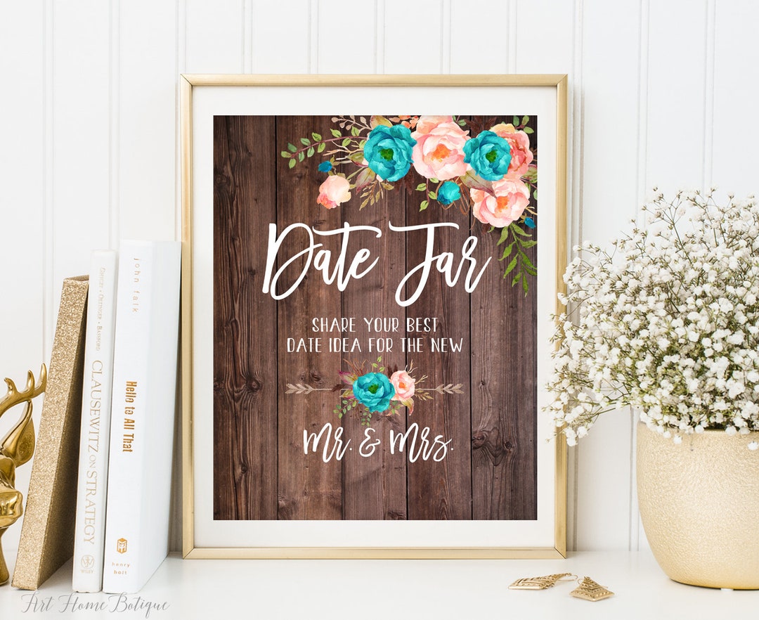 Rustic Date Jar Sign, Date Night Bridal Shower Sign, Rustic Wedding ...