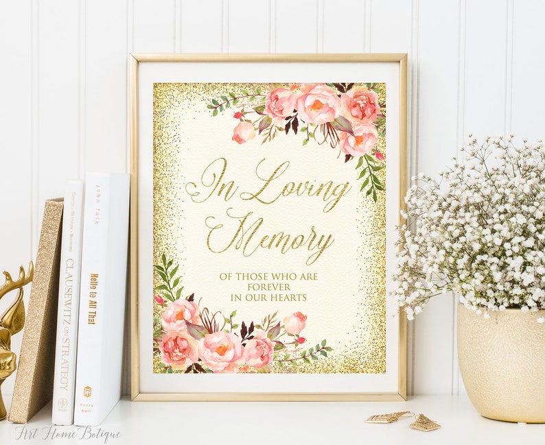 In Loving Memory Wedding Sign Coral Memorial Table Sign Etsy