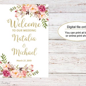 Welcome Wedding Sign, Welcome To Our Wedding Sign, Large Welcome Sign, Wedding Signs Printable, Printable Welcome Sign, W169 image 2