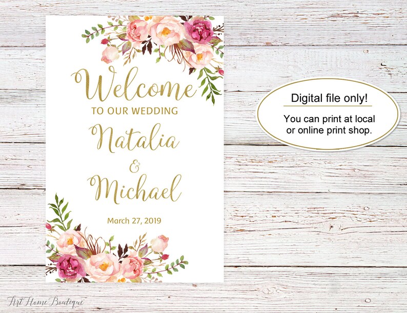 Welcome Wedding Sign, Welcome To Our Wedding Sign, Large Welcome Sign, Wedding Signs Printable, Printable Welcome Sign, W169 image 2