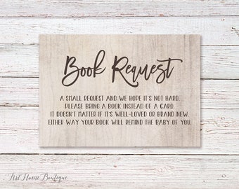 Bring a Book Instead of a Card, Bring a Book Baby Shower Insert, Book Request card, W237