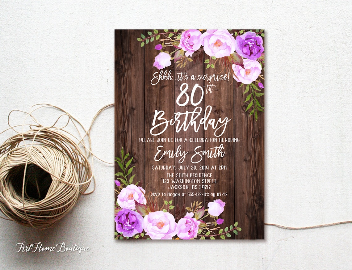 Surprise 80th Birthday Invitation Any Age Surprise Birthday - Etsy