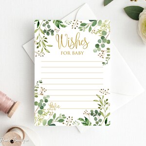 Greenery Babyparty-Wünsche für Babykarten, Garten-Babyparty, digitale Datei, BS33
