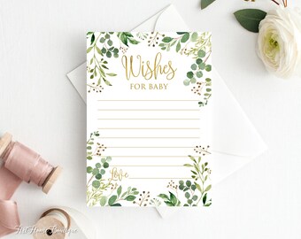 Groene babyshowerwensen voor babykaarten, tuinbabyshower, digitaal bestand, BS33