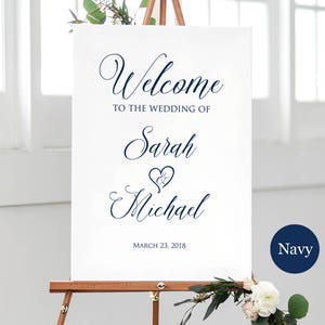 Signo de boda de bienvenida de la Marina, signo de bienvenida grande, bienvenido a nuestro signo de boda, signos de boda de caligrafía imprimibles, signo imprimible, W247
