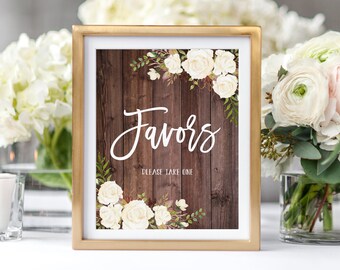 Rustic Floral Wedding Favors Sign (Digital Download) W177