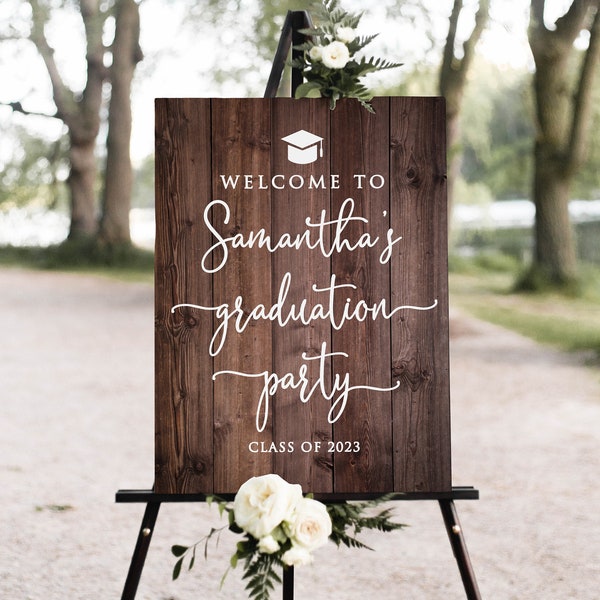 Rustic Graduation Party Welcome Sign, Country Graduation Welcome Sign, Grad Party Sign, Graduation Decorations, Digital file, W1467-2