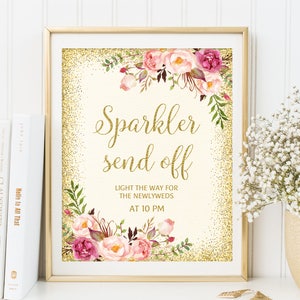 Sparkler Send Off Sign, Ivory Gold Sparkler Send Off Wedding Sign, Sparkler Sign Printable, W23