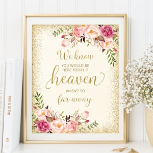 We Know You Would Be Here Today If Heaven Wasn&#39;t So Far Away, Ivory Wedding Sign, Memorial Wedding Sign, In Loving Memory, Printable, W23