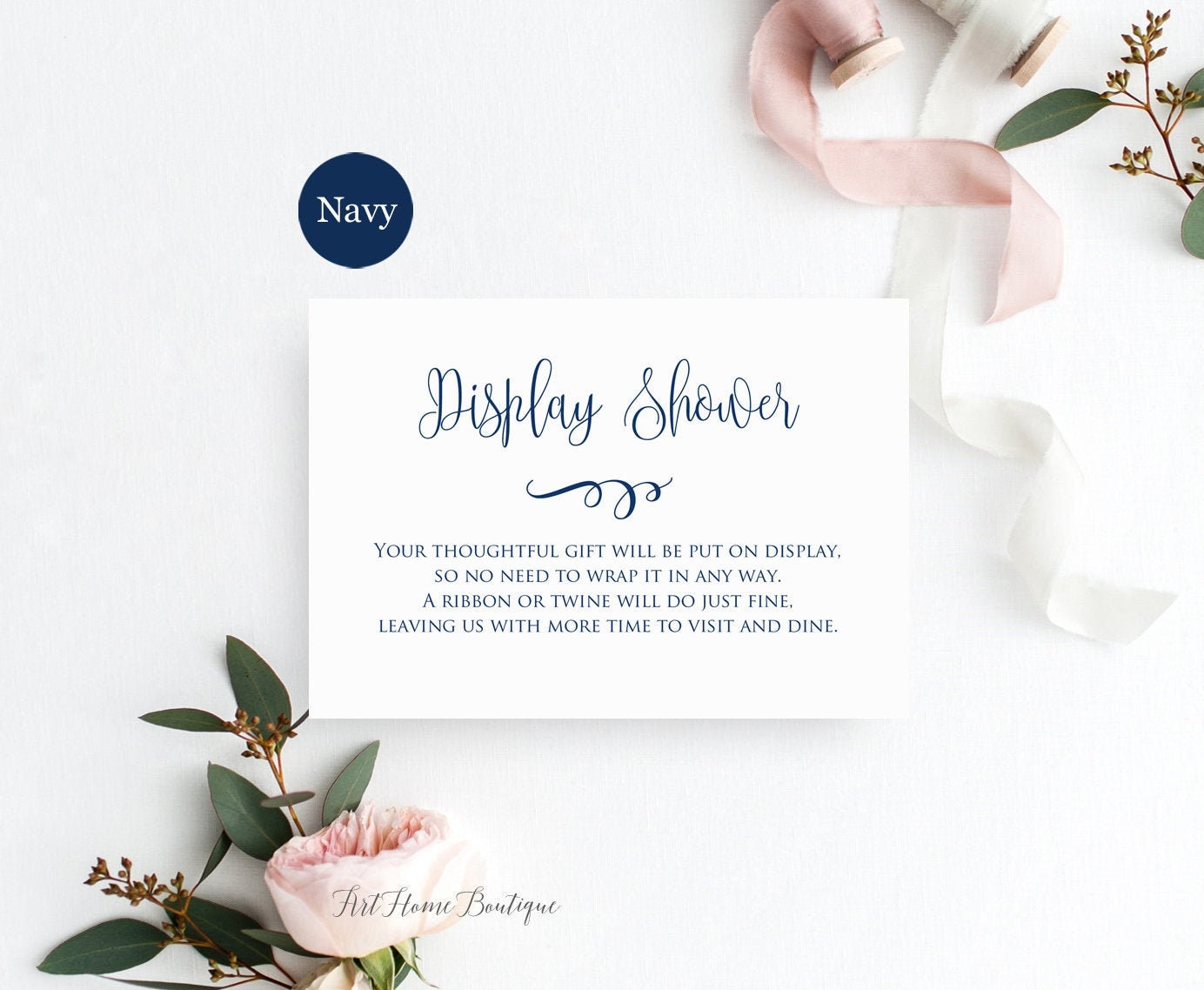Display Shower Card, Display Shower Insert, Display Baby Shower, Navy ...