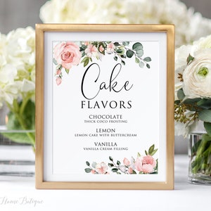 Floral Rosa Kuchen Geschmack, Dessert Schild, Hochzeit Dessert Bar Schild, Digitale Datei, W1268