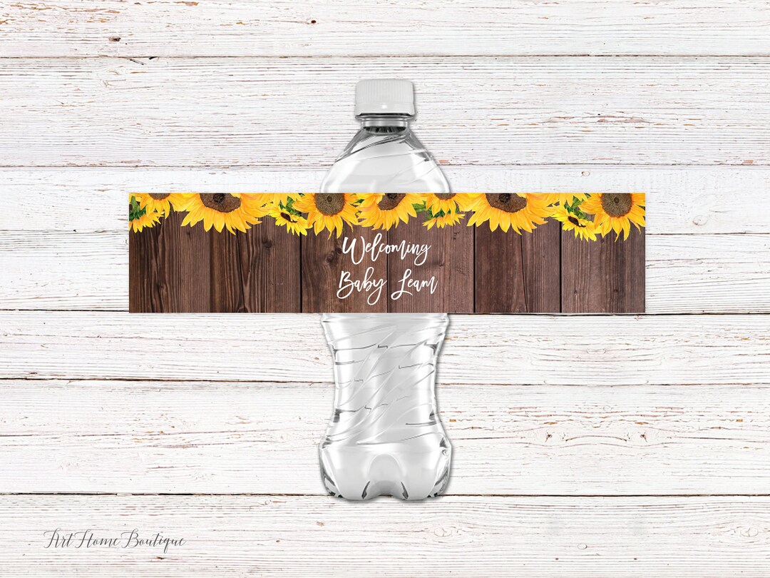 Rustic Water Bottle Labels, Sunflower Baby Shower Water Bottle Labels, Sunflowers Water Bottle ...