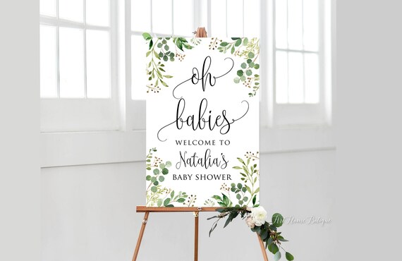 Greenery Oh Baby Segno di benvenuto, Segno di benvenuto Baby Shower, Calligrafia Benvenuto al segno di Baby Shower, Eucalipto Baby Shower, Oro rosa, BS35 - Italia