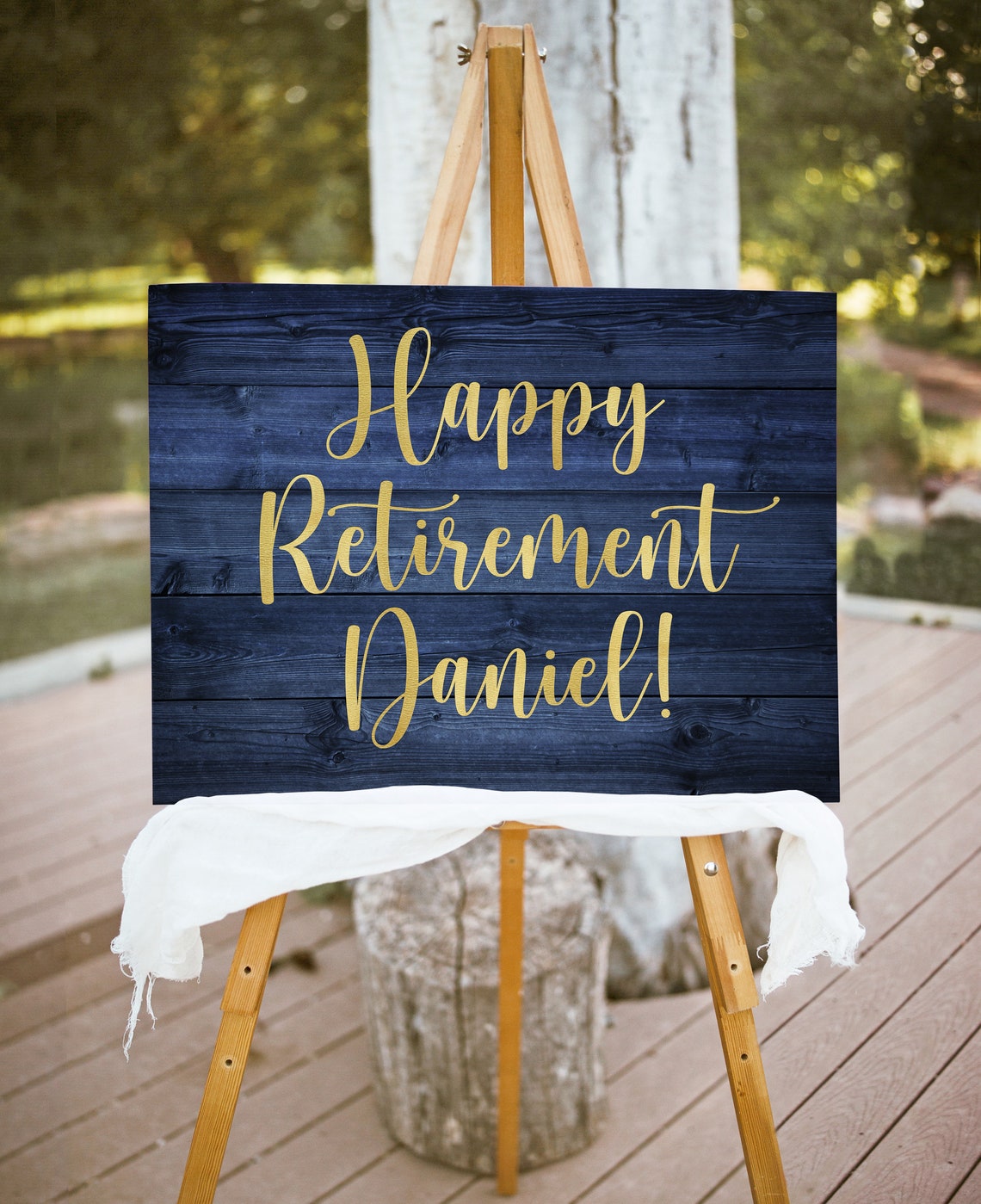 Happy Retirement Sign, Rustic Navy Retirement Welcome Sign, Blue ...