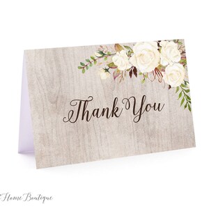 Tarjetas de agradecimiento rústicas, tarjeta de agradecimiento plegada floral, notas de agradecimiento, tarjeta de agradecimiento, descarga instantánea, W249