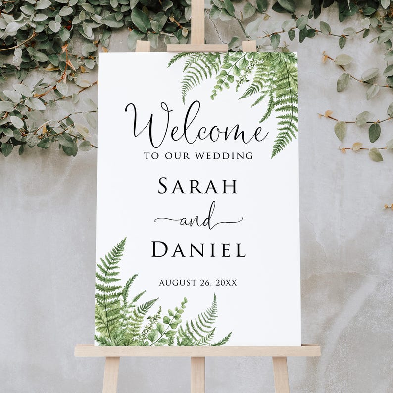 Fern Wedding Welcome Sign, Forest Greenery Welcome Sign, Digital File ...