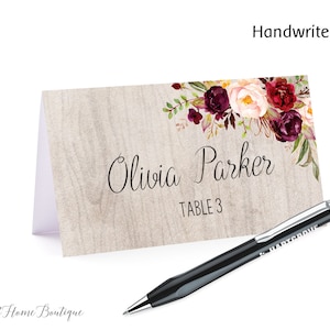 Rustic Place Card, Food Tents, Name Card, Seating Card, Instant Download, Digital File, W133, W331
