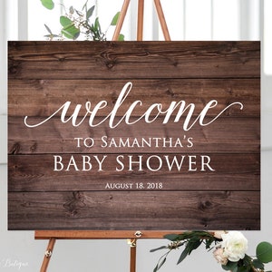 Rustic Baby Shower Welcome Sign, Welcome to Baby Shower Sign, Large Welcome Sign, Horizontal, Landscape, Digital file, BS309