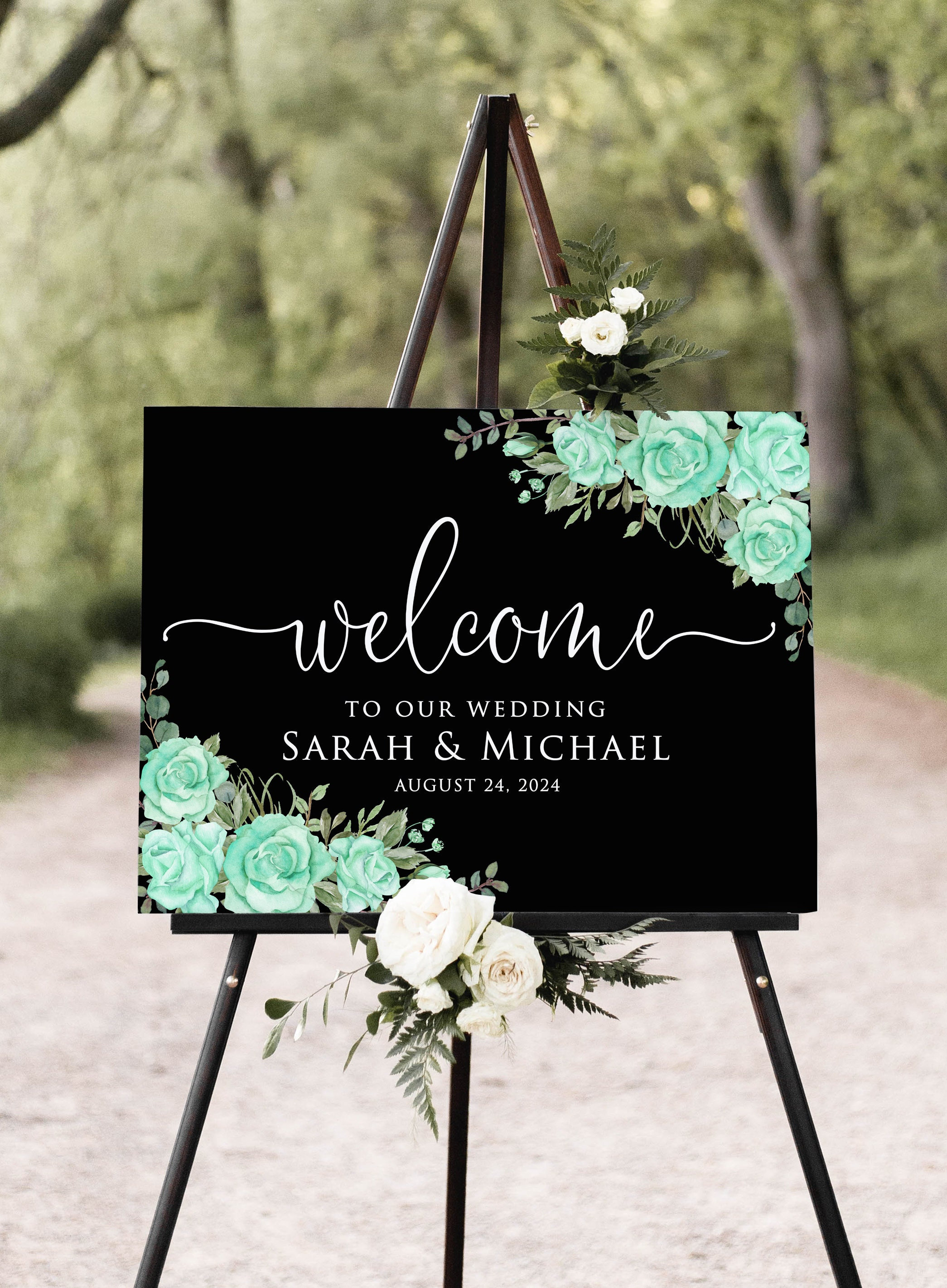 Mint Wedding Welcome Sign, Turquoise Wedding Welcome Sign, Black Mint Green  Welcome Sign, Digital File, W1490 - Etsy