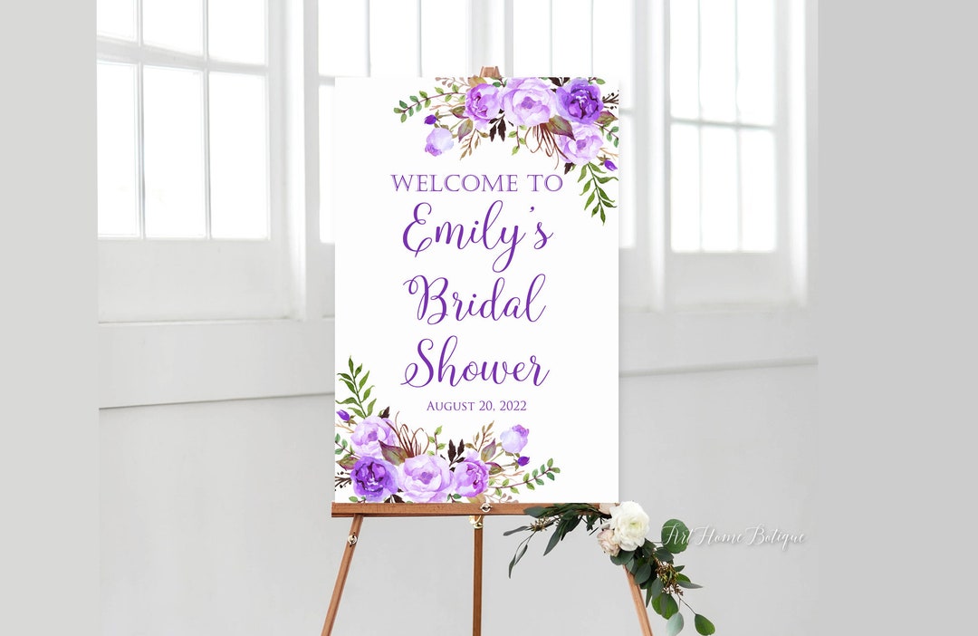 Lavender Bridal Shower Welcome Sign, Purple Bridal Shower Welcome Sign ...