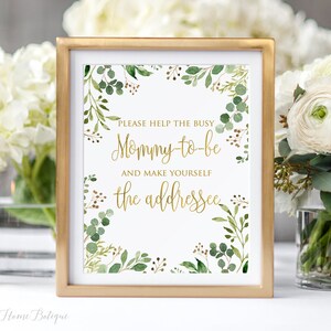 Greenery Baby Shower Addressee Sign, Help The Busy Mommy To Be Make Yourself The Addressee, Eucalyptus, BS33