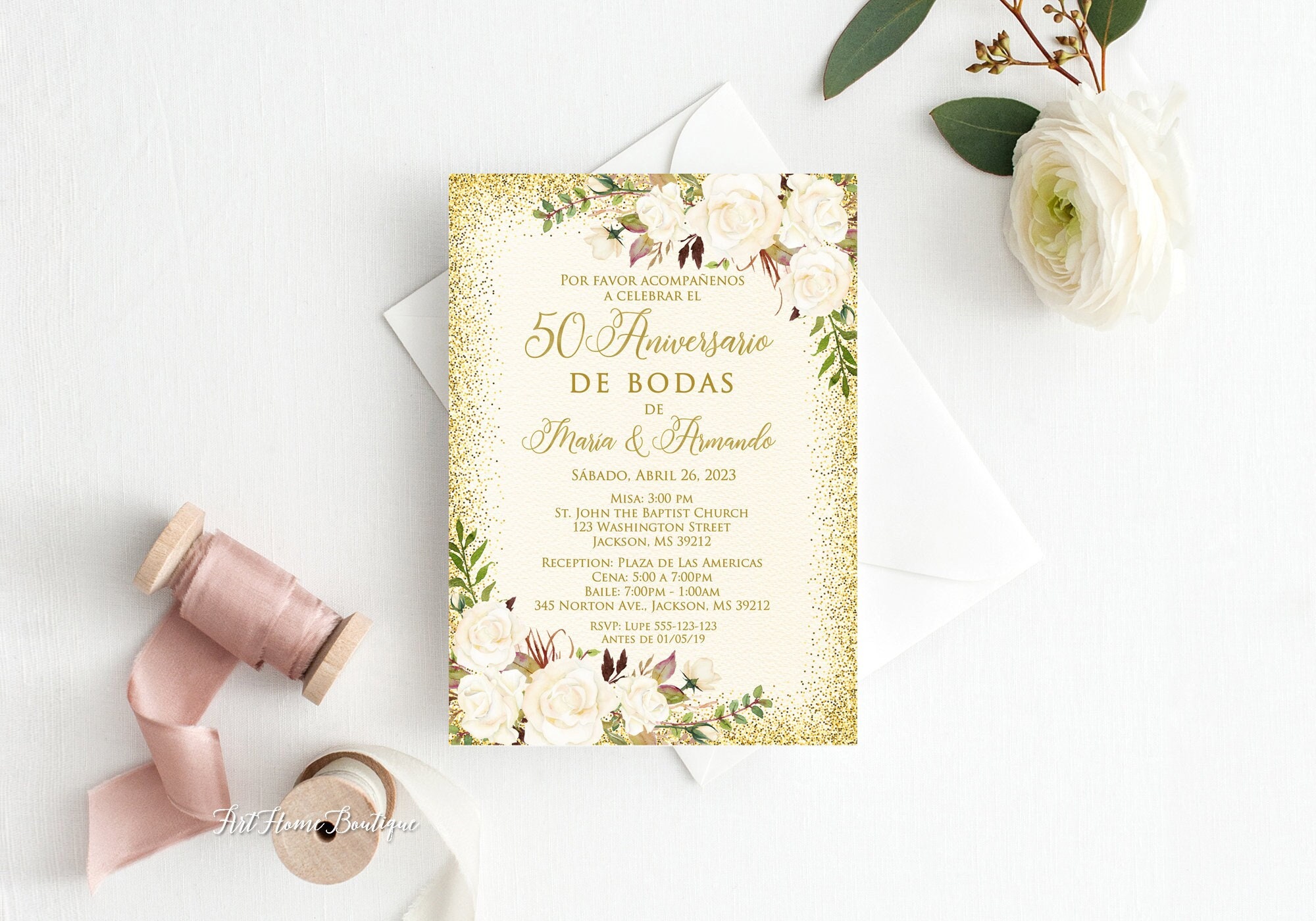 50 Años Bodas De Oro PNG, Golden Years PNG, JPG, Pdf Spanish Anniversary  Greeting Card, Spanish Anniversary Digital Design, Download File 