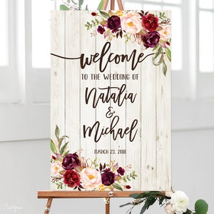 Rustic Welcome Flowers Welcome Wedding Sign, Rustic Welcome Wedding Sign, Welcome to Our ...