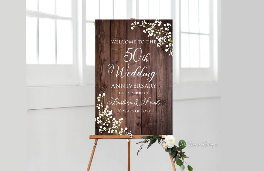 Rustic 50th Anniversary Welcome Sign, 50th Anniversary Decoration, 50 ...