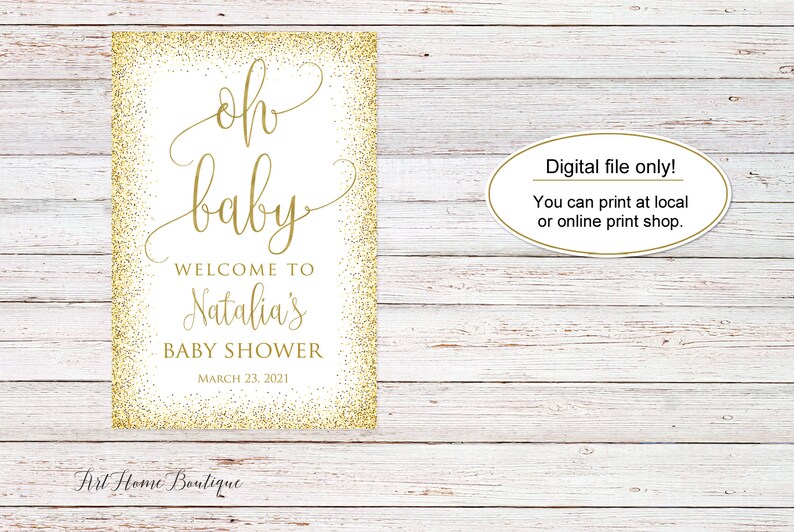 Calligraphy Welcome to Baby Shower Sign Baby Shower Welcome Sign BS072 Gold Welcome Sign Large Welcome Sign Oh Baby Welcome Sign