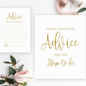 Enseigne et cartes de conseils pour baby shower, veuillez laisser votre avis, conseils pour la future maman, téléchargement immédiat, fichier numérique, BS891