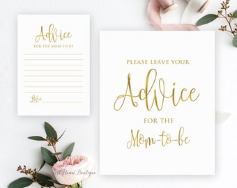 Baby Shower Advice Sign and Cards, Please Leave Your Advice, Advice for the Mom-to-be, Instant Download, Digital File, BS891