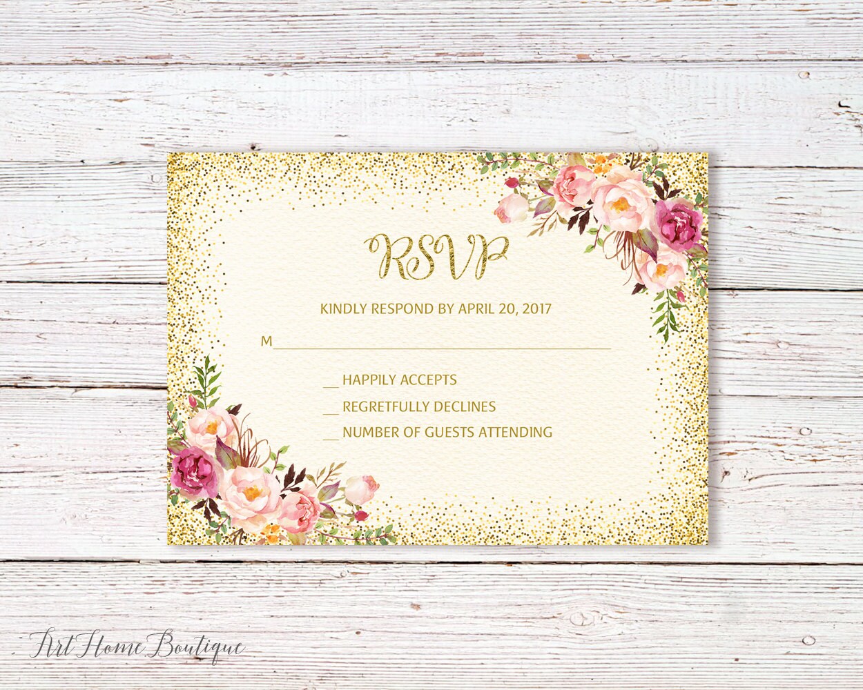 RSVP Card Floral Birthday RSVP Card Additional cards BW23 | Etsy