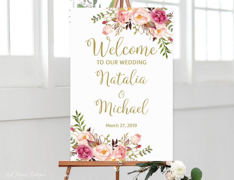 Welcome Wedding Sign, Welcome To Our Wedding Sign, Large Welcome Sign, Wedding Signs Printable, Printable Welcome Sign, W169 image 1