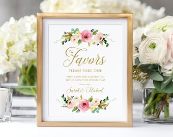Favors Sign, Wedding Favor Sign, Please Take One Sign, Floral Wedding Sign, Printable Wedding Sign, Watercolor Favors Sign, W374